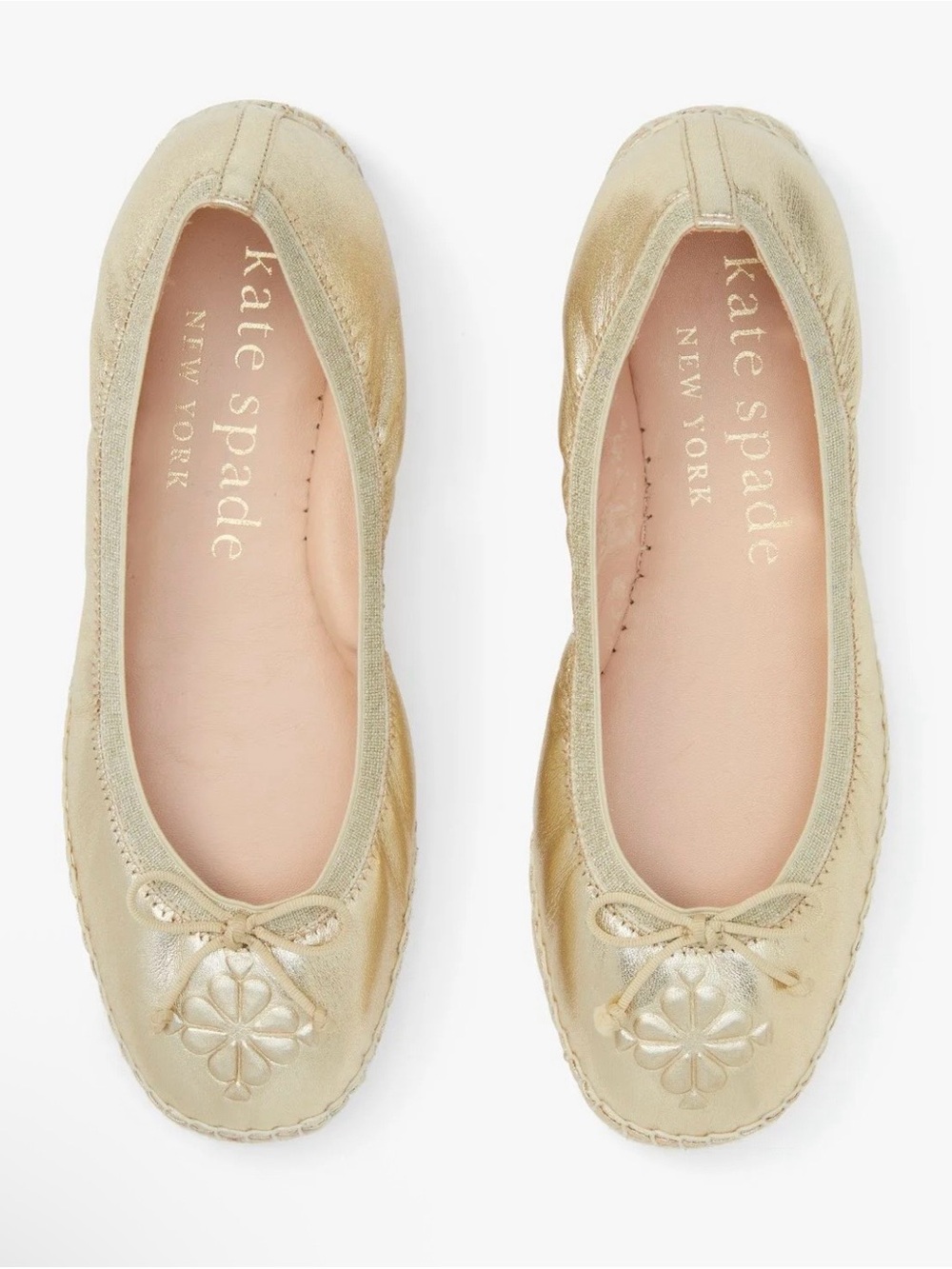 Kate Spade Clubhouse Leather Espadrille Flats in gold